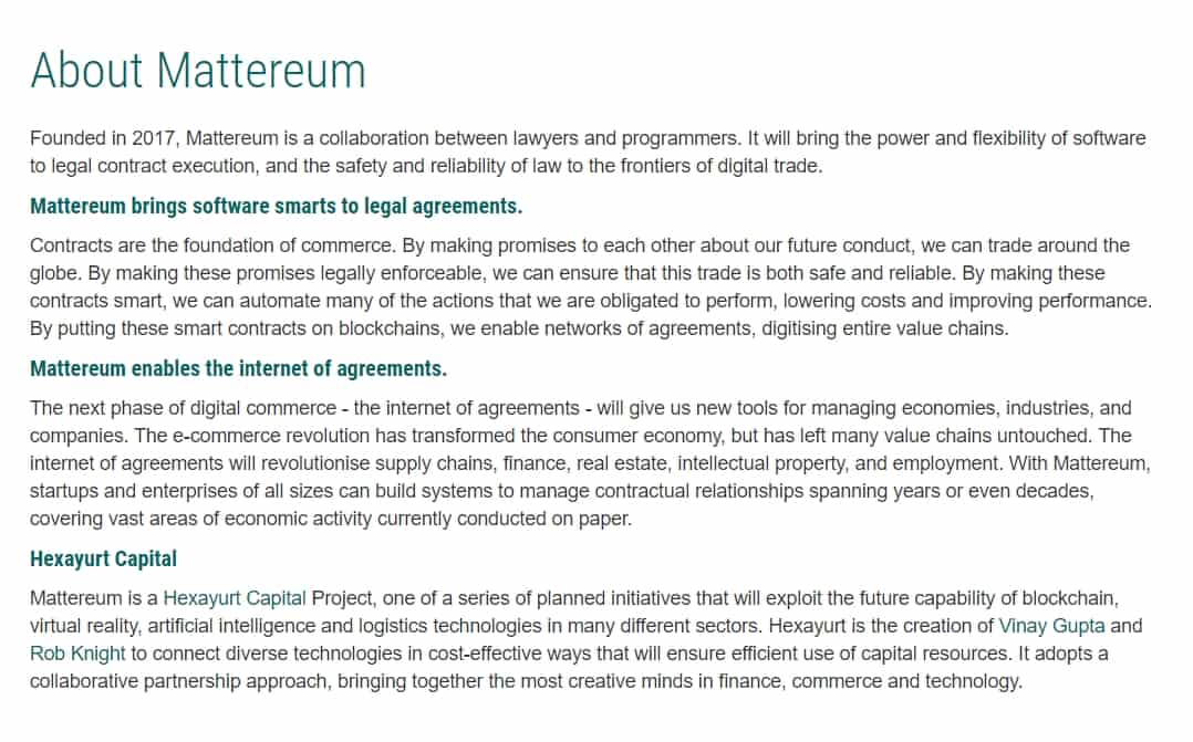 About Mattereum