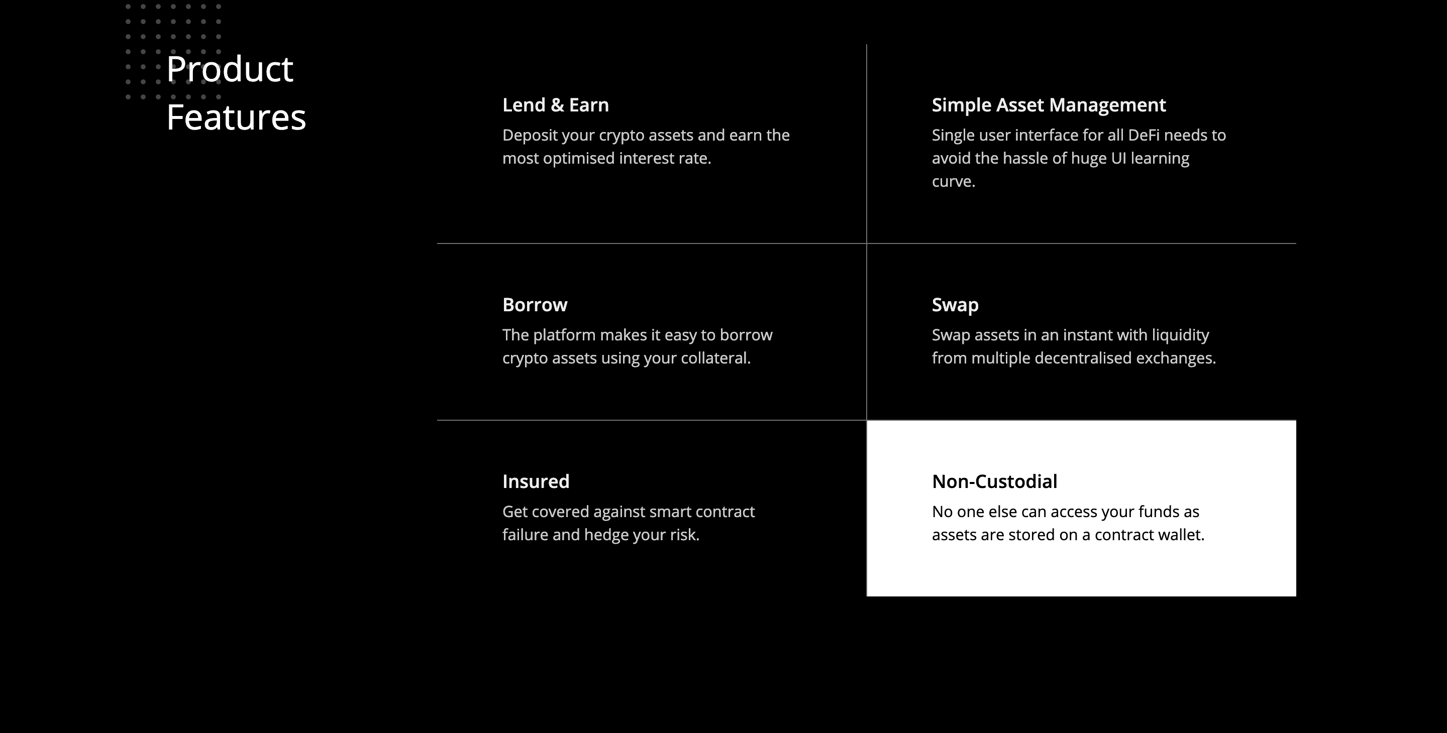 Vortex DeFi Product Features