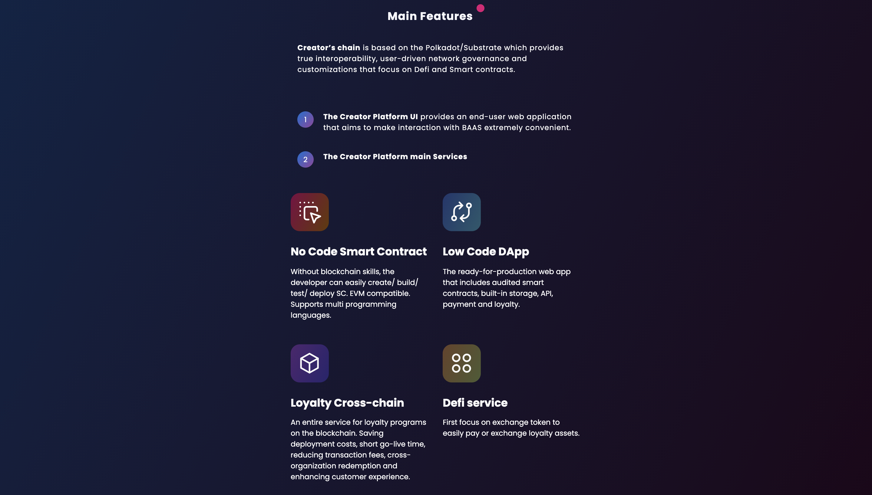 Creator Platform Features