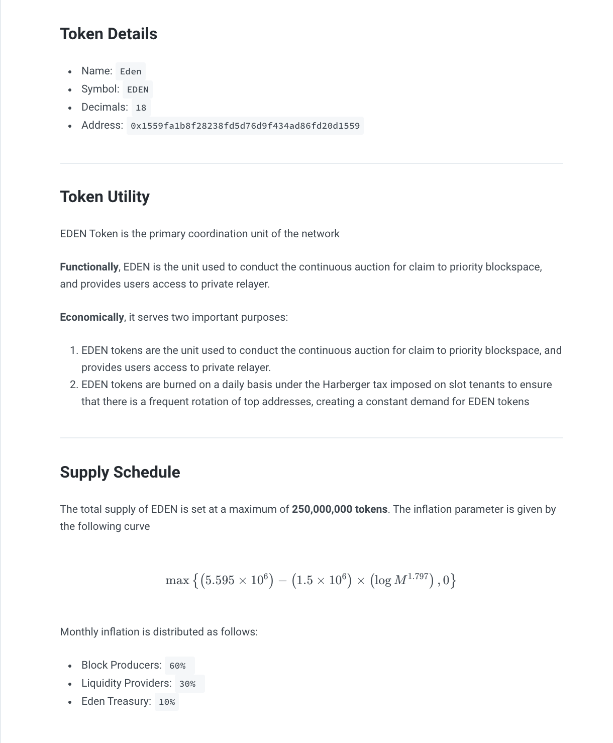 Eden Network Tokenomics