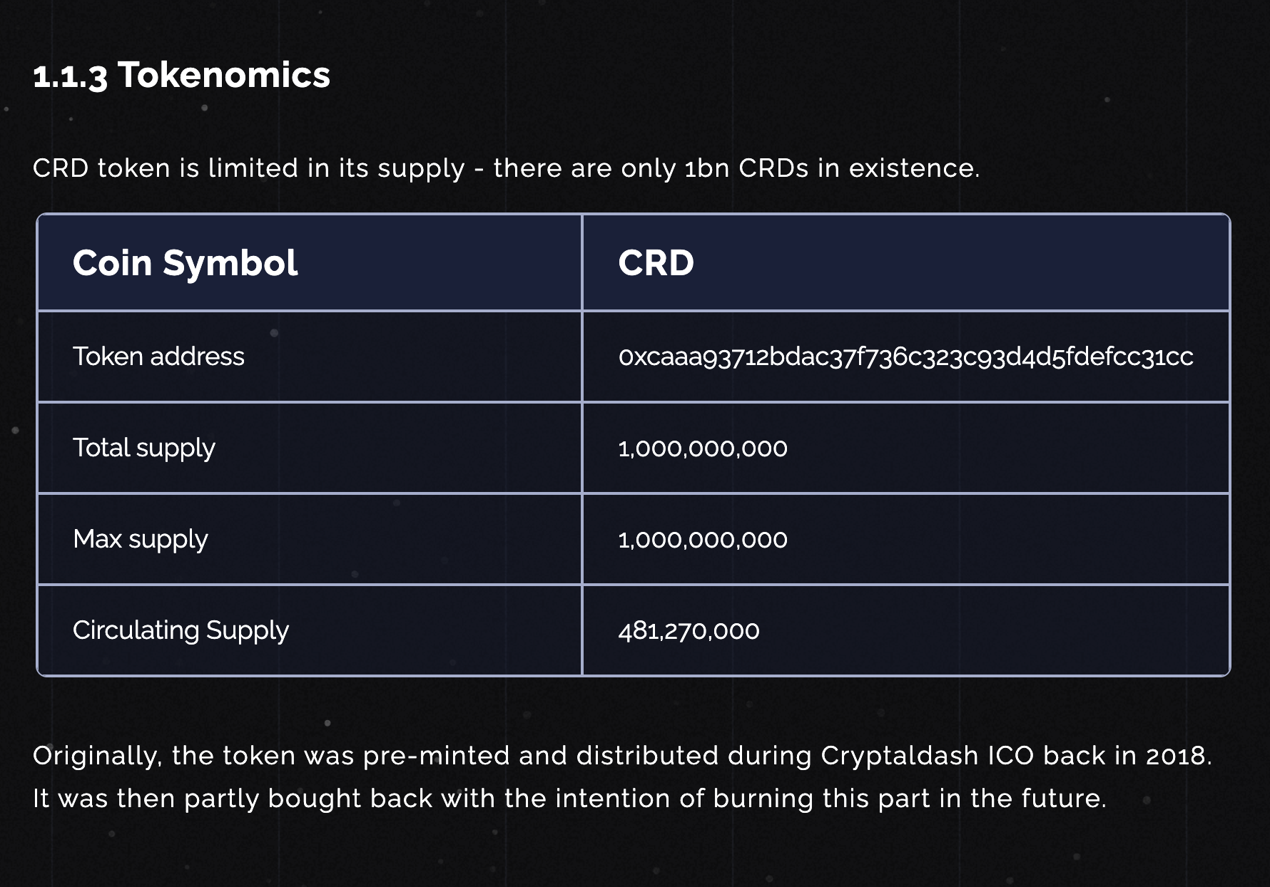 CRD Network Tokenomics