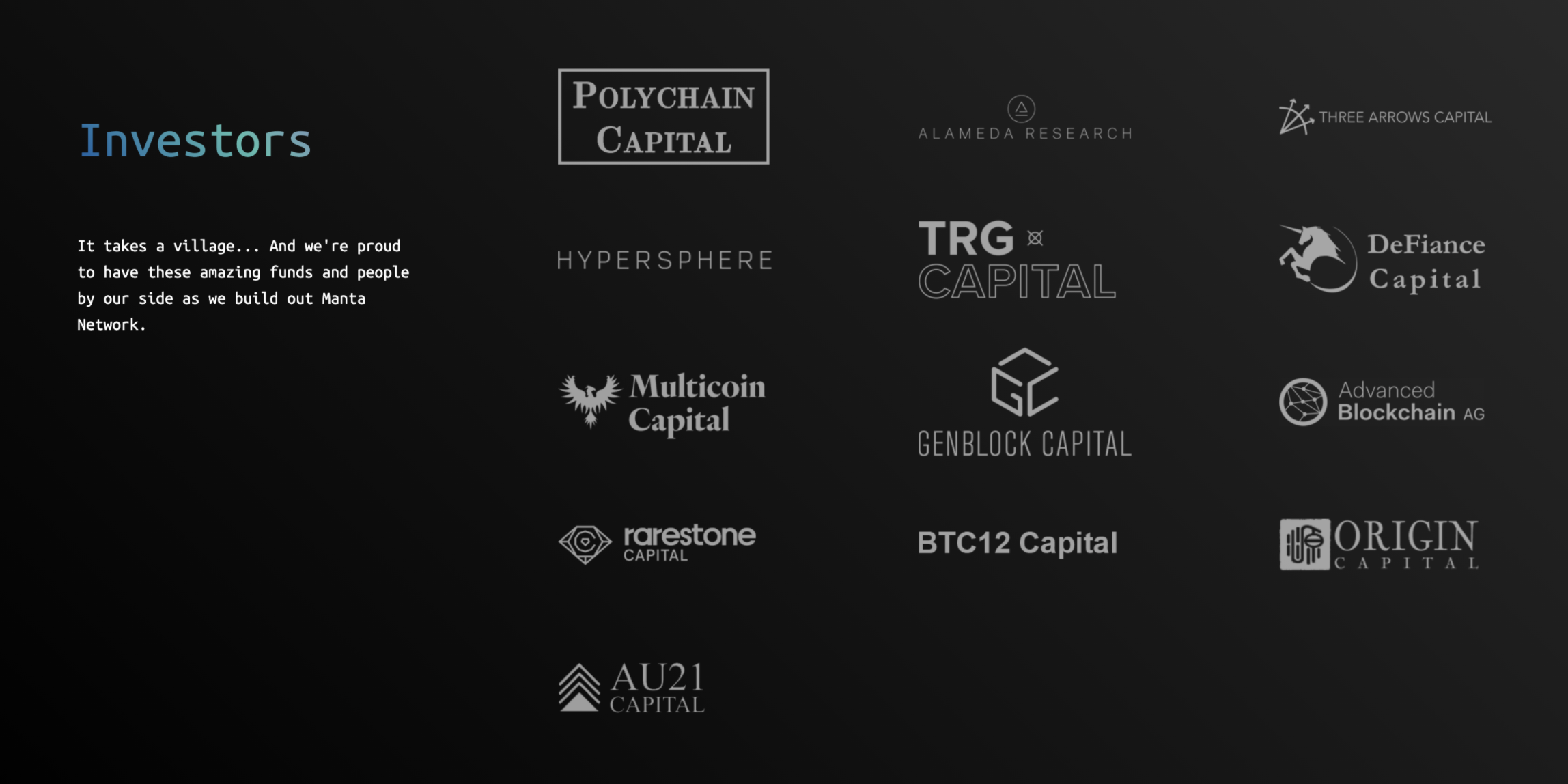 Manta Network Investors