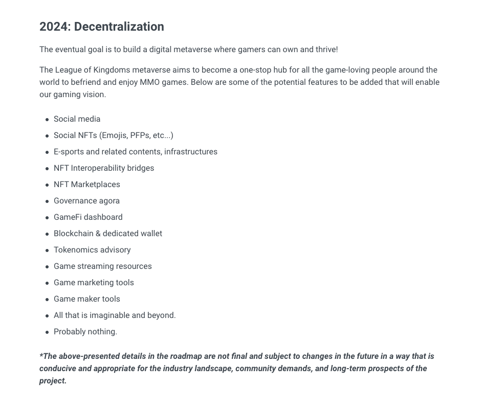 League of Kingdoms Roadmap 2