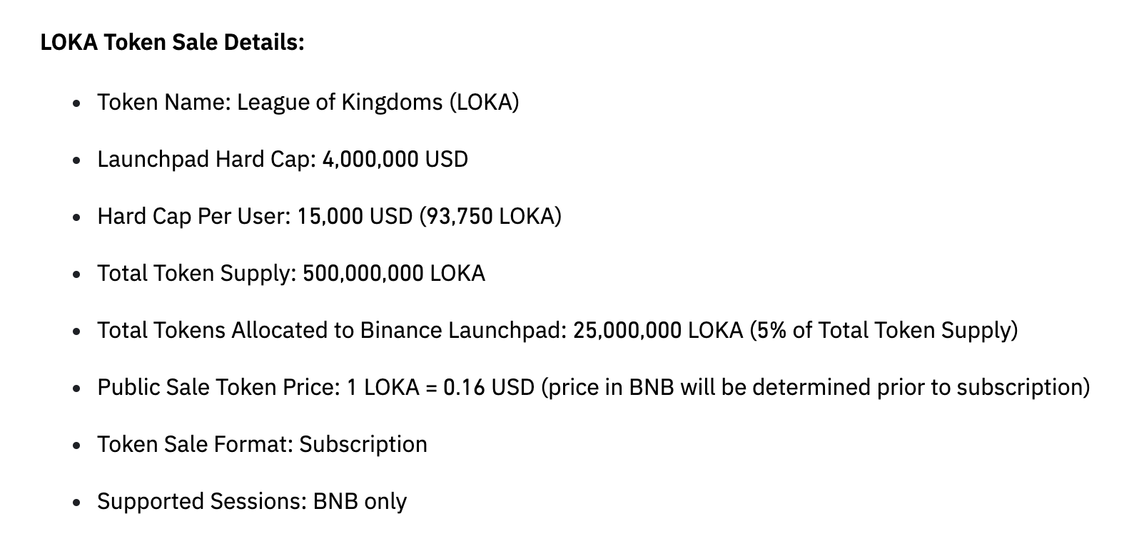 League of Kingdoms Token Sale Details