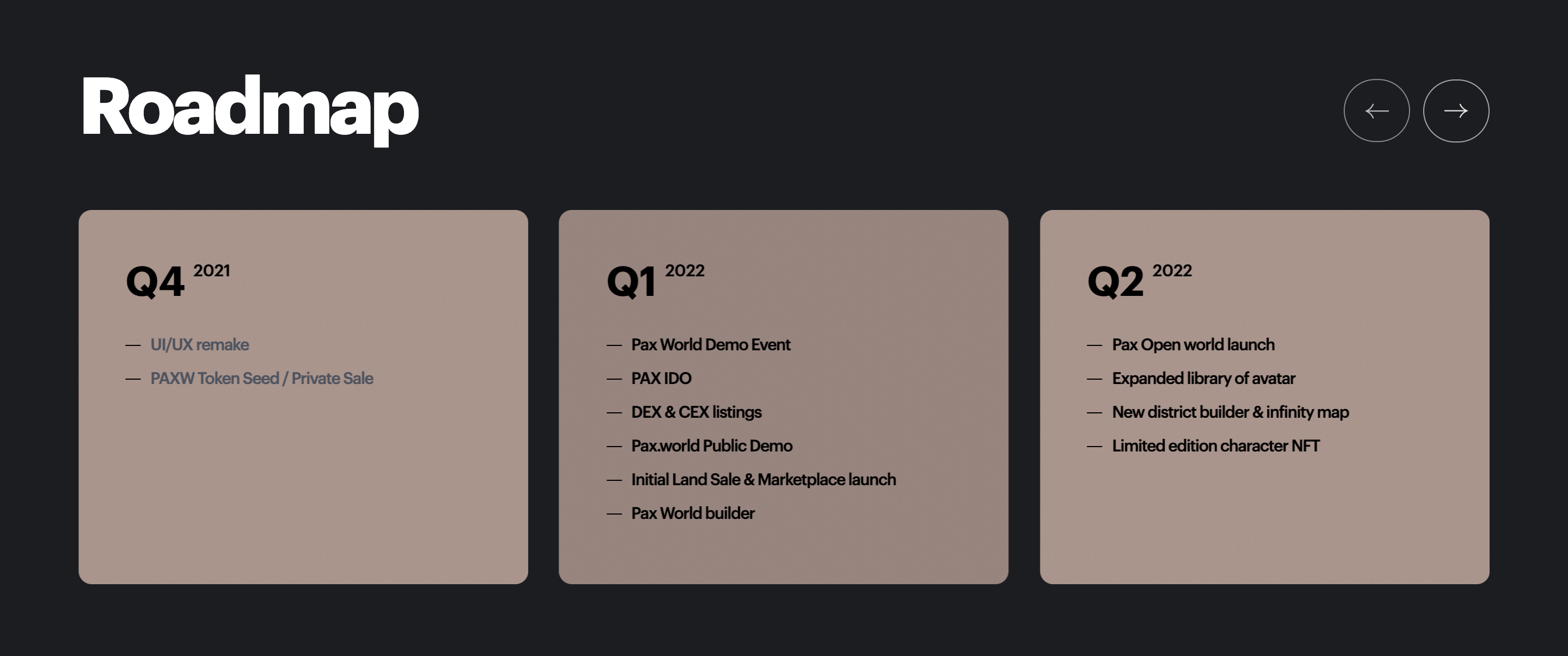 Pax World Roadmap 2