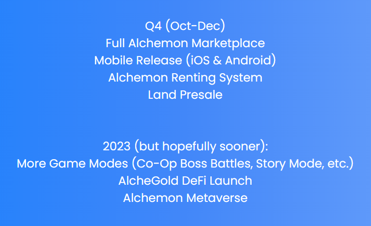 Alchemon Roadmap 2