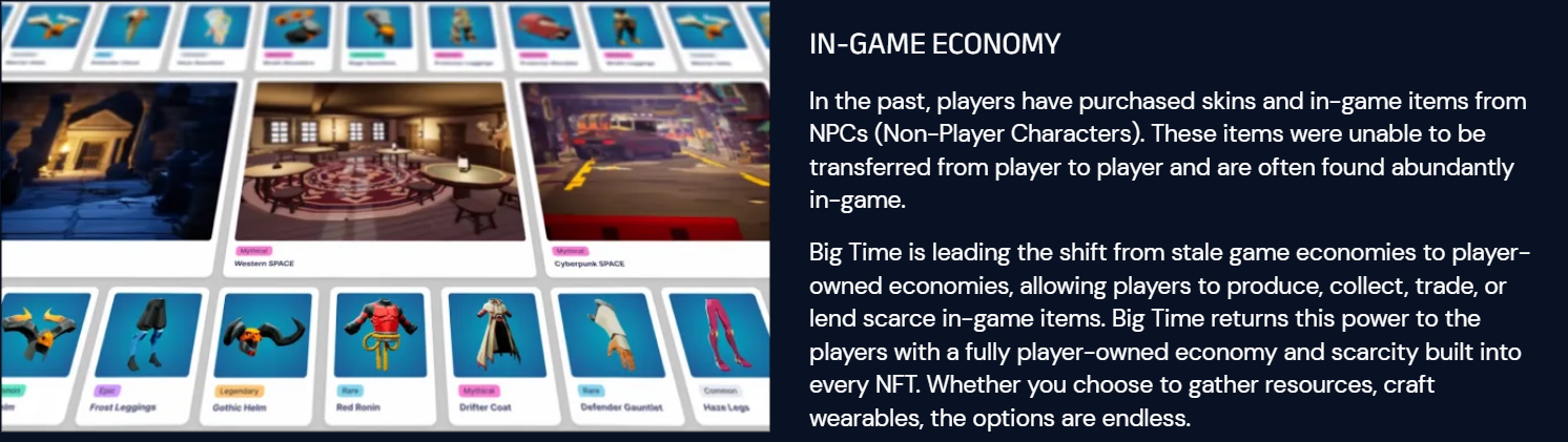 Big Time In-Game Economy
