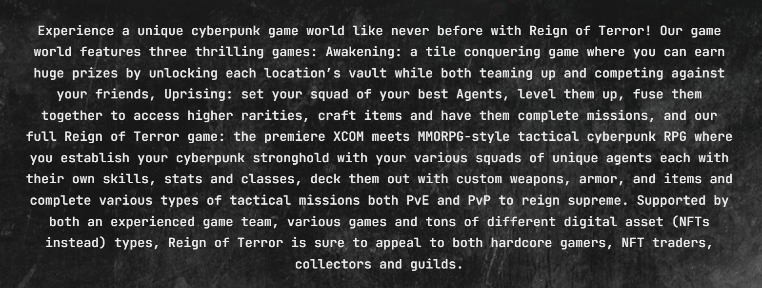 Reign of Terror Info