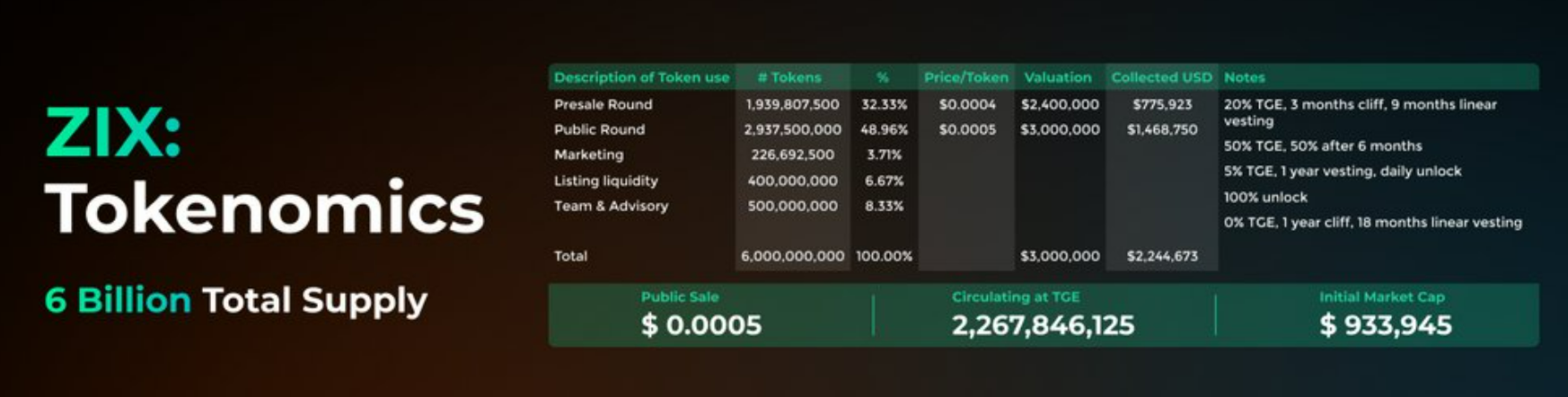 Coinzix Tokenomics