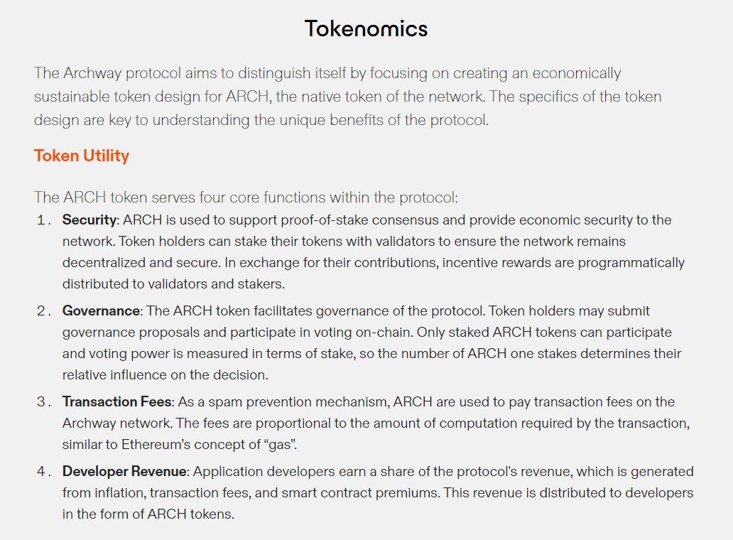 Archway Tokenomics