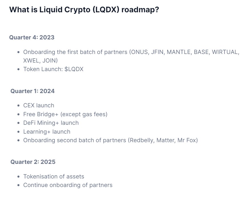 Liquid Crypto Roadmap